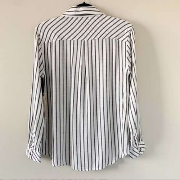 Anthropologie Ash and Ember Boyfriend Button Down Shirt Striped Long Sleeve XS - Picture 14 of 16